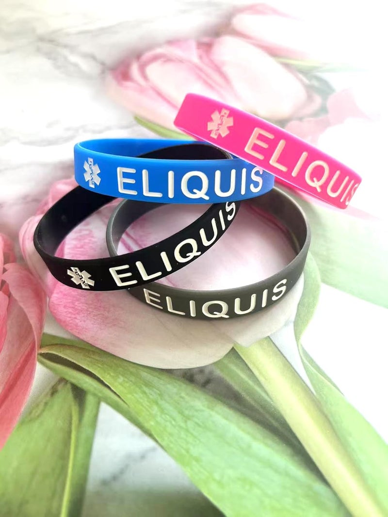 OutstandLong 5 Pack Sport Medical Alert ID Blood Thinner Silicone Bracelet Rubber Medical Awareness Wristbands 7.5" - Image 2